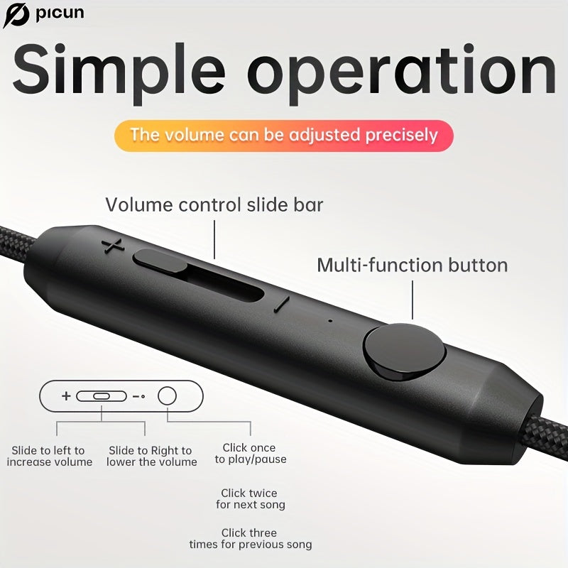 Picun C60 Wired On-Ear Headphones With Microphone