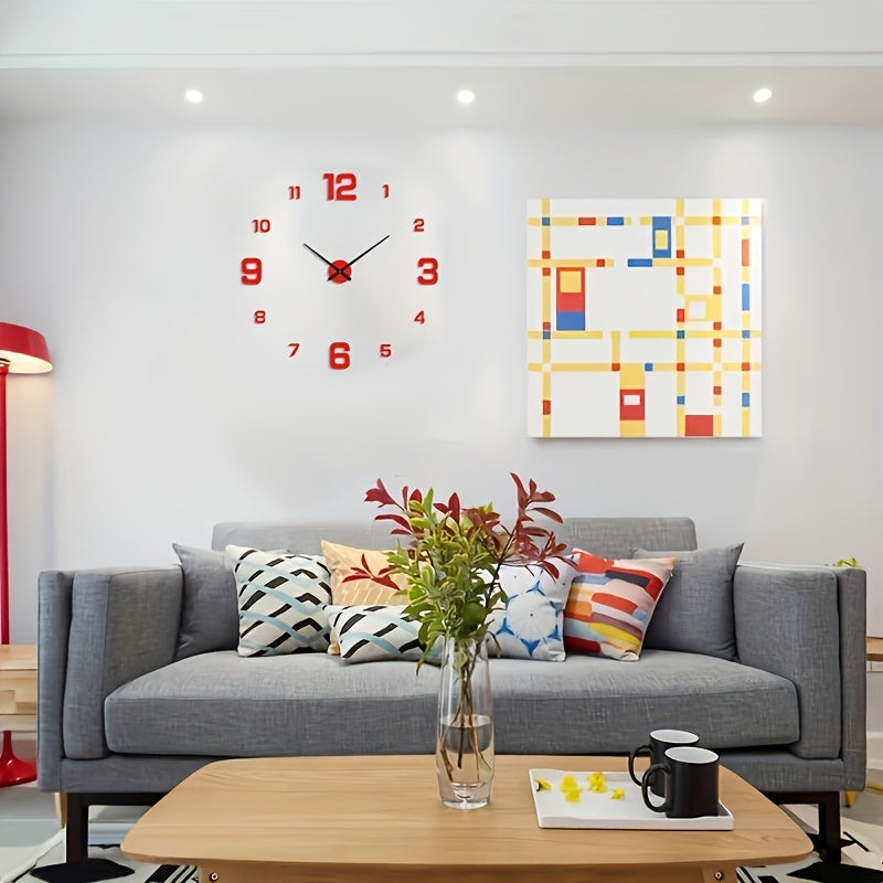 Modern 3D Digital Wall Clock-Large Luminous Display-Silent