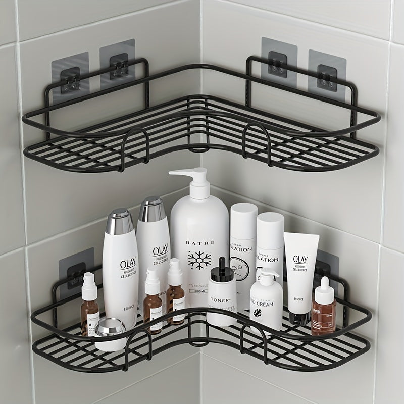 1pc Punch-Free Corner Shelf, Bathroom Rack, Wall-Mounted Storage For Toilet