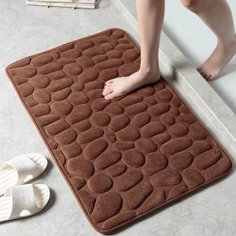 1pc Soft and Comfortable Memory Foam Bath Rug with Cobblestone Embossment