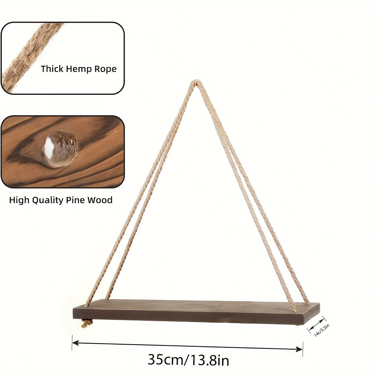 Wooden Swing Hanging Rope Wall Rack
