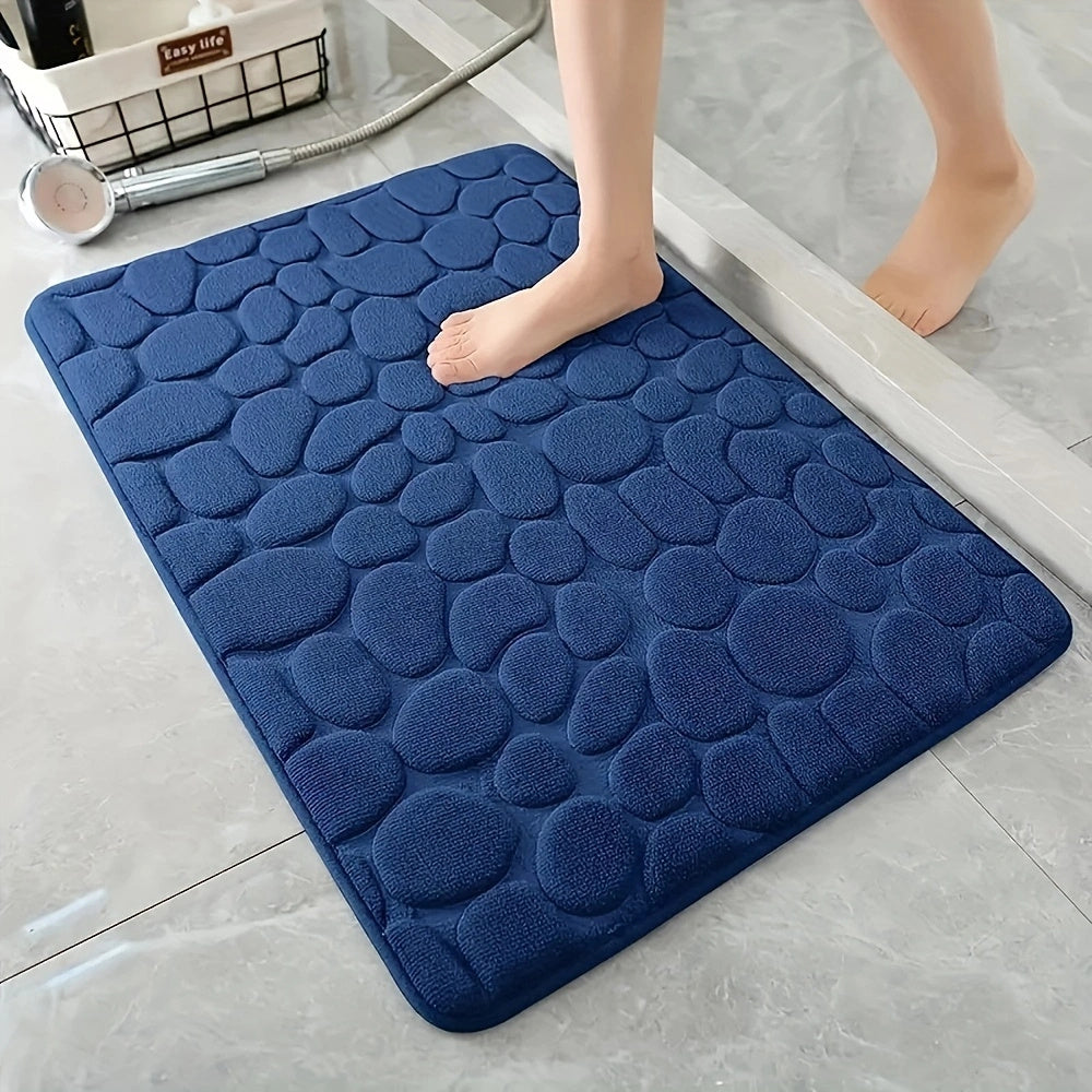1pc Soft and Comfortable Memory Foam Bath Rug with Cobblestone Embossment