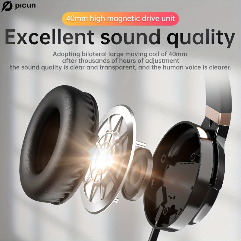Picun C60 Wired On-Ear Headphones With Microphone