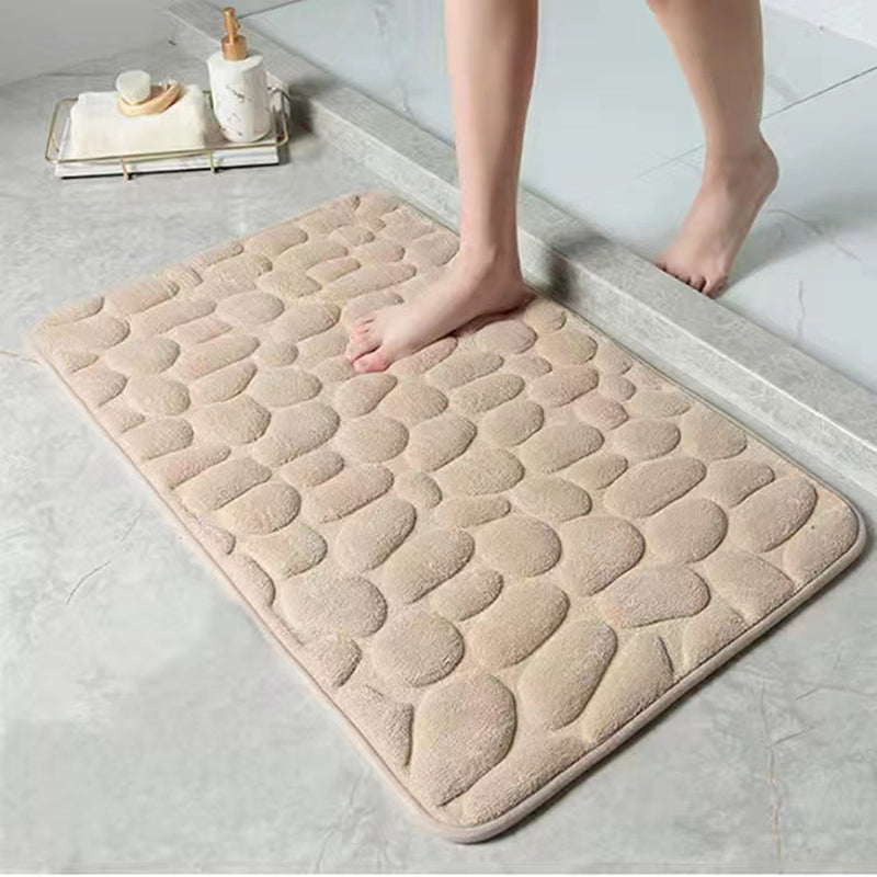 1pc Soft and Comfortable Memory Foam Bath Rug with Cobblestone Embossment