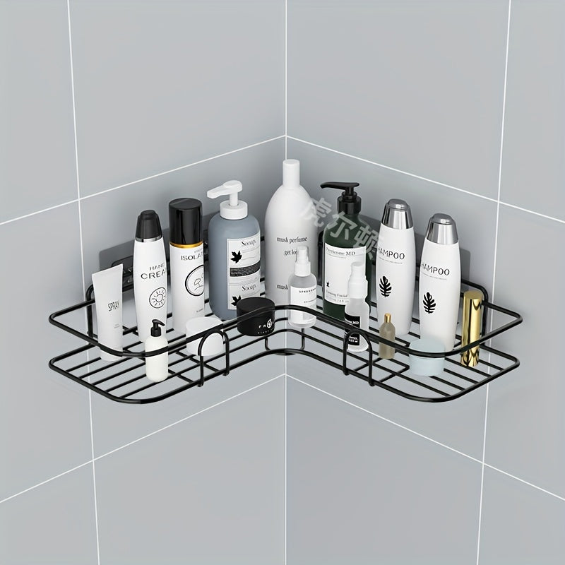 1pc Punch-Free Corner Shelf, Bathroom Rack, Wall-Mounted Storage For Toilet