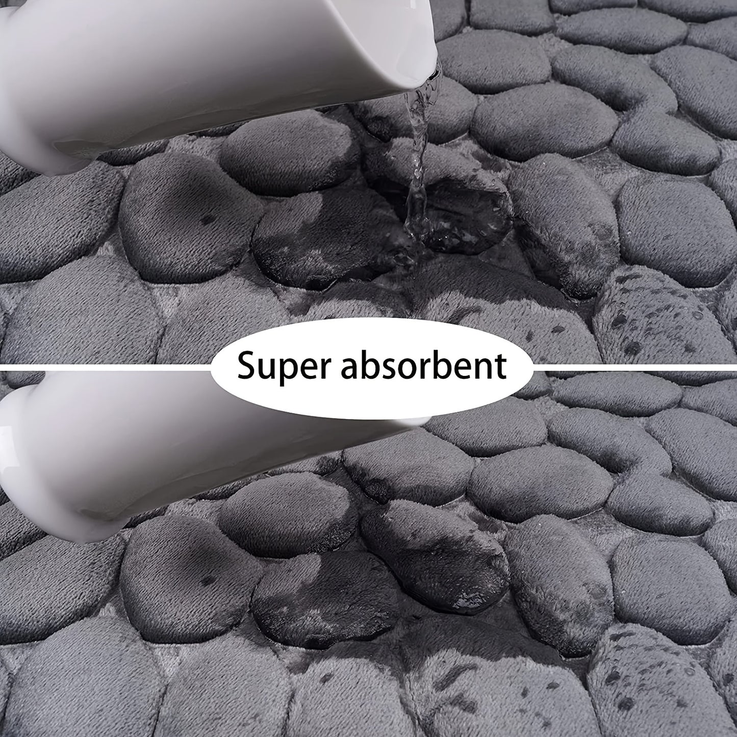 1pc Soft and Comfortable Memory Foam Bath Rug with Cobblestone Embossment