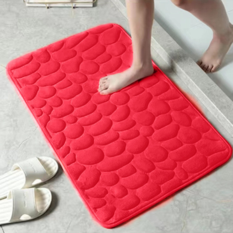 1pc Soft and Comfortable Memory Foam Bath Rug with Cobblestone Embossment