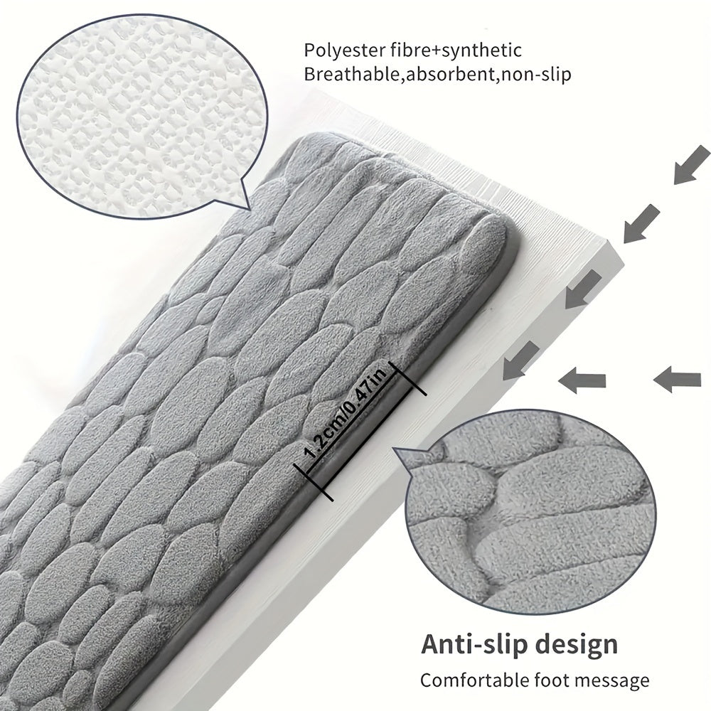 1pc Soft and Comfortable Memory Foam Bath Rug with Cobblestone Embossment