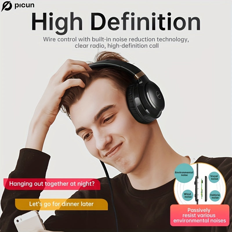 Picun C60 Wired On-Ear Headphones With Microphone