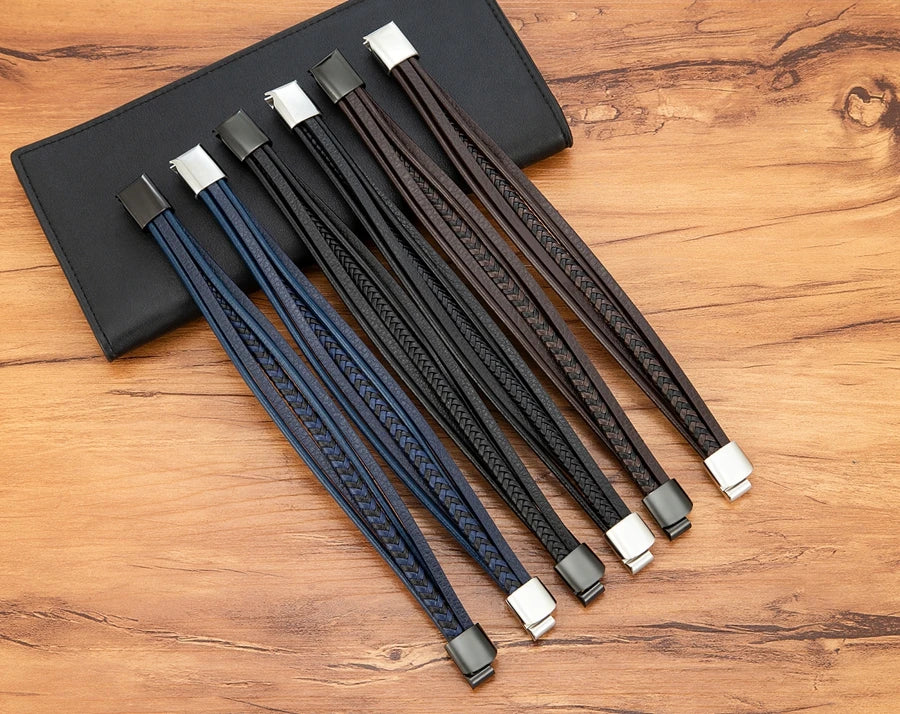 Men Bracelet Leather Hand-Woven Accessories