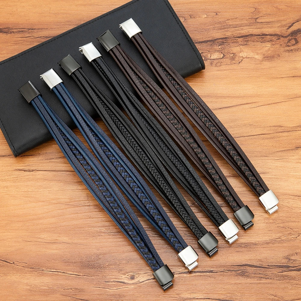 Men Bracelet Leather Hand-Woven Accessories