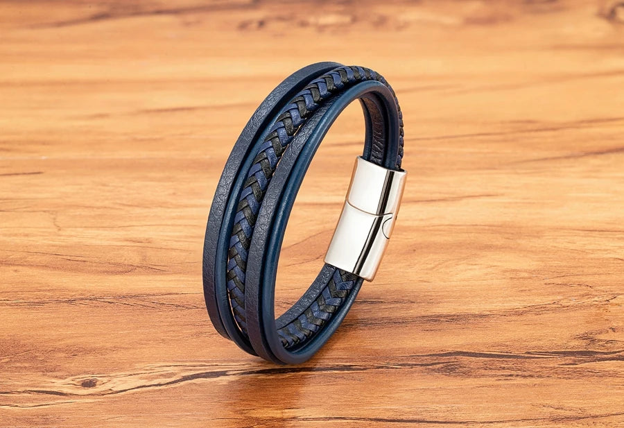 Men Bracelet Leather Hand-Woven Accessories