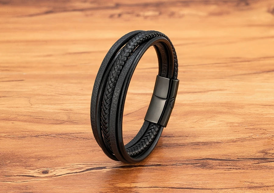 Men Bracelet Leather Hand-Woven Accessories