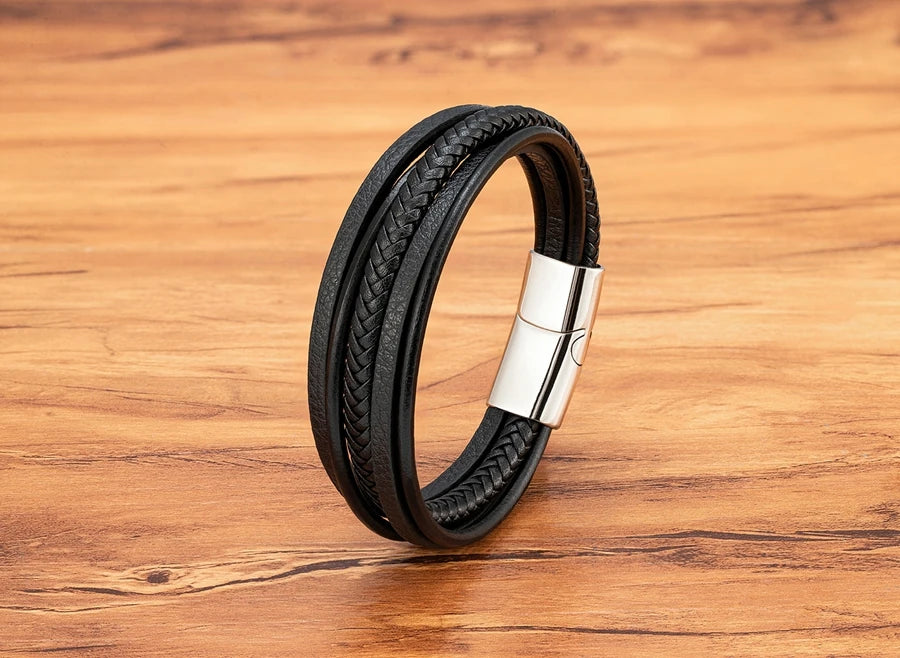 Men Bracelet Leather Hand-Woven Accessories