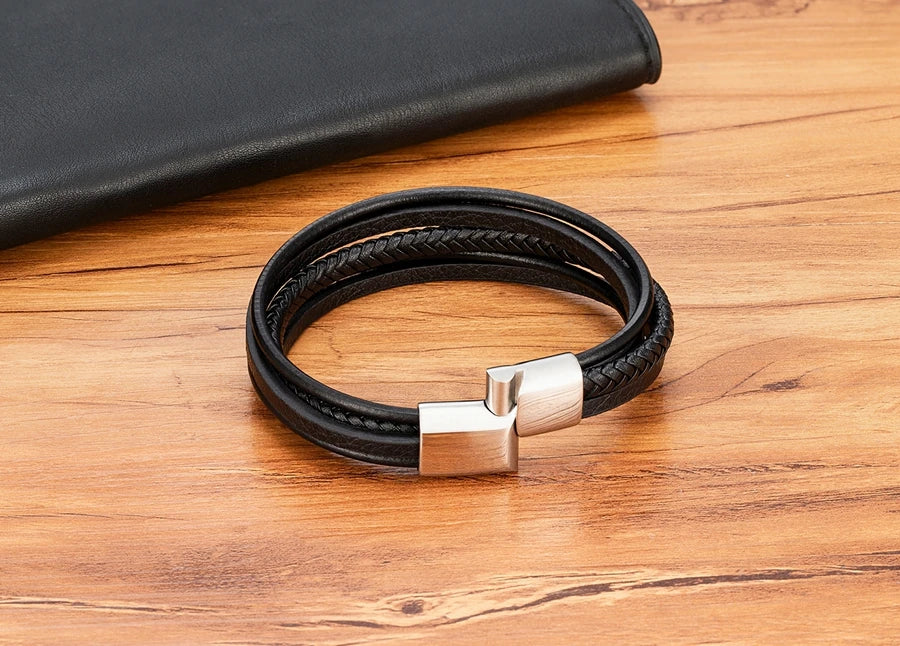 Men Bracelet Leather Hand-Woven Accessories