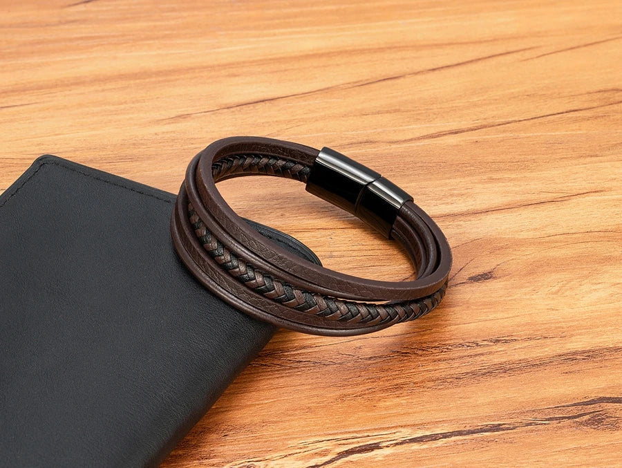 Men Bracelet Leather Hand-Woven Accessories