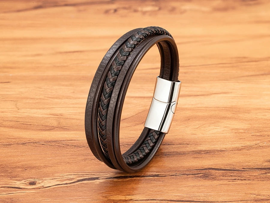 Men Bracelet Leather Hand-Woven Accessories
