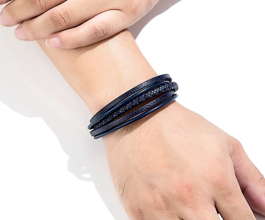Men Bracelet Leather Hand-Woven Accessories