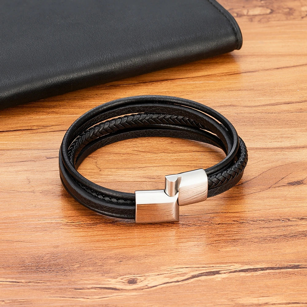 Men Bracelet Leather Hand-Woven Accessories