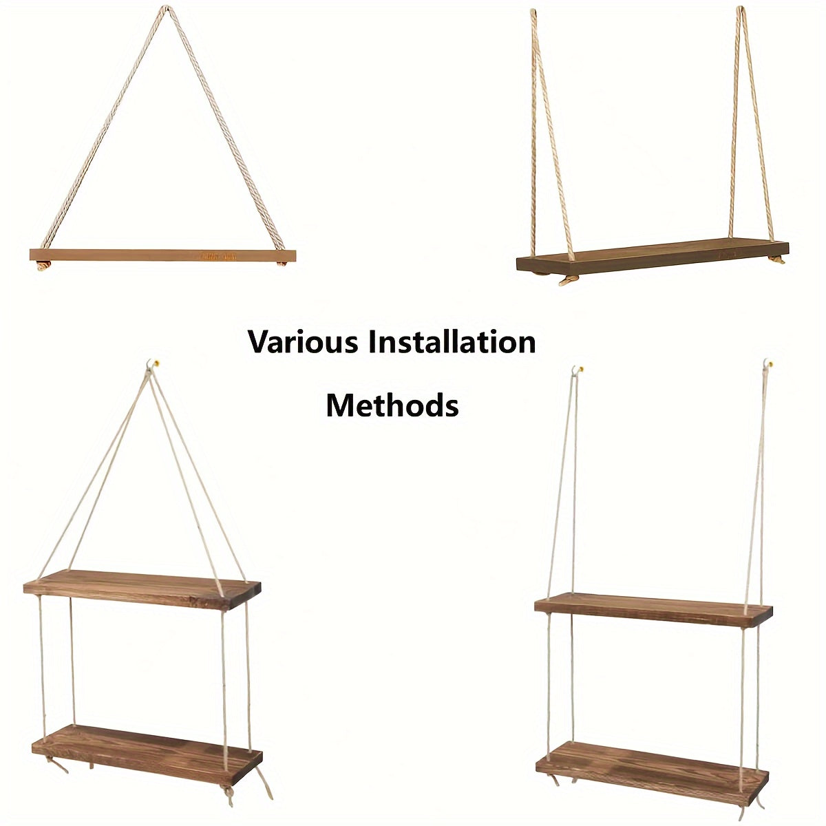 Wooden Swing Hanging Rope Wall Rack
