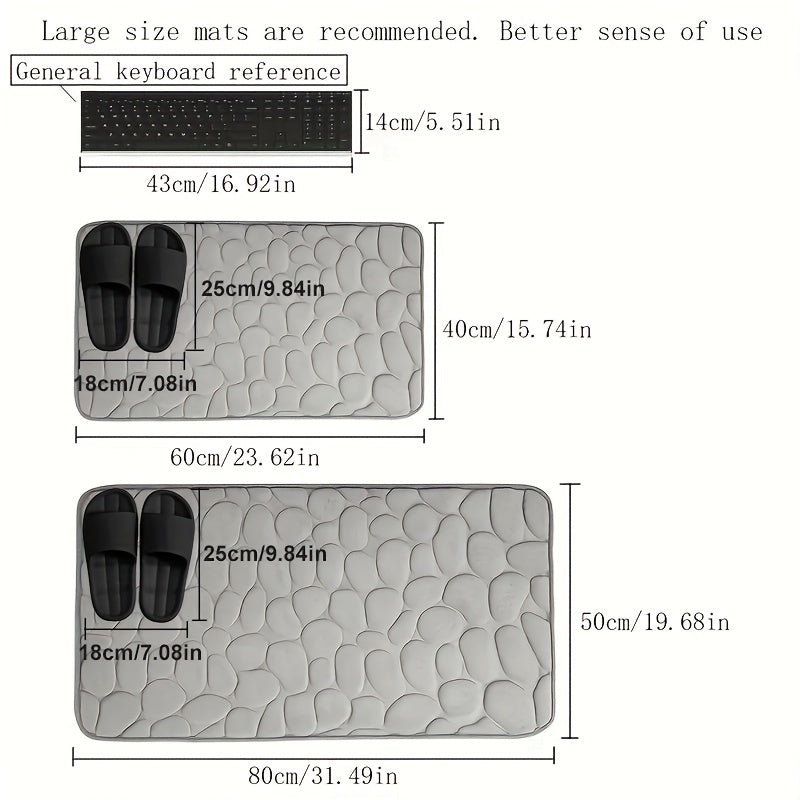 1pc Soft and Comfortable Memory Foam Bath Rug with Cobblestone Embossment