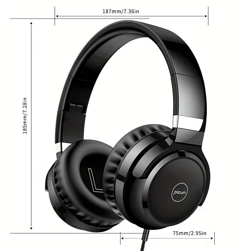 Picun C60 Wired On-Ear Headphones With Microphone