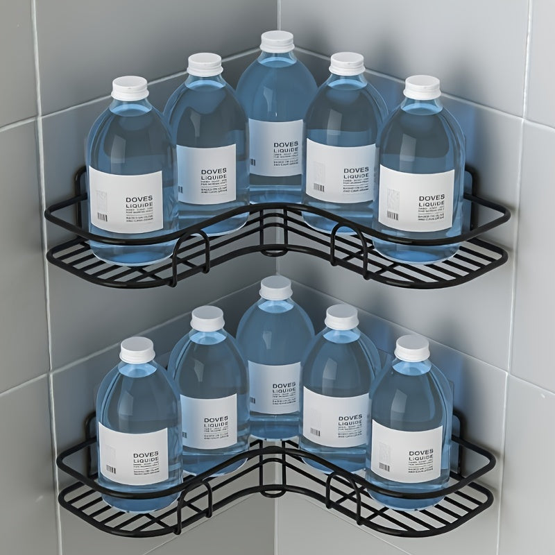 1pc Punch-Free Corner Shelf, Bathroom Rack, Wall-Mounted Storage For Toilet