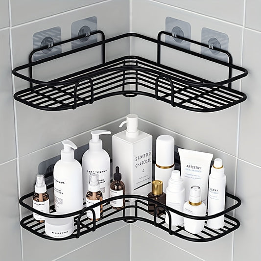 1pc Punch-Free Corner Shelf, Bathroom Rack, Wall-Mounted Storage For Toilet