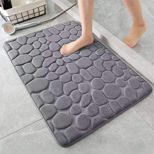 1pc Soft and Comfortable Memory Foam Bath Rug with Cobblestone Embossment