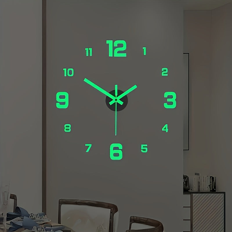 Modern 3D Digital Wall Clock-Large Luminous Display-Silent