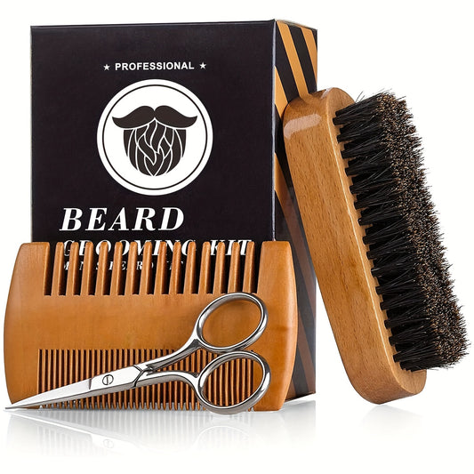 Wooden Beard And Comb Set For Men