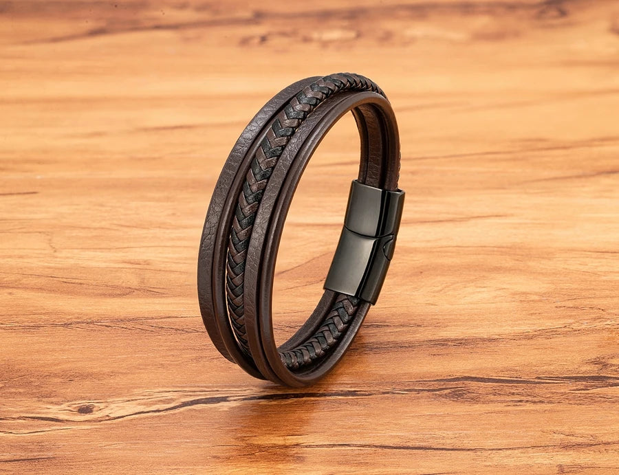 Men Bracelet Leather Hand-Woven Accessories