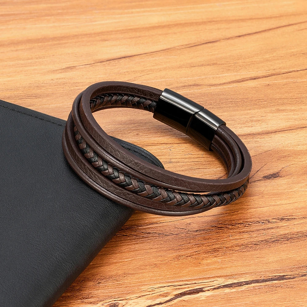 Men Bracelet Leather Hand-Woven Accessories