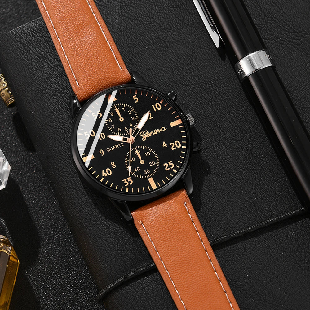 Mens Fashion Watch Bracelet Set