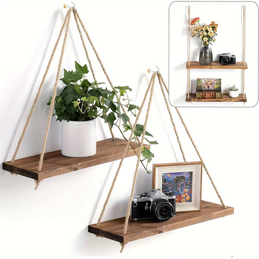 Wooden Swing Hanging Rope Wall Rack
